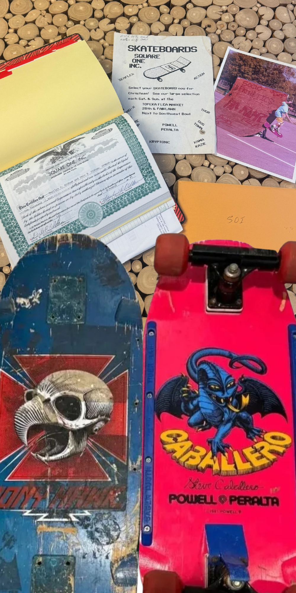 Square One Skateboards artifacts from the 1980s